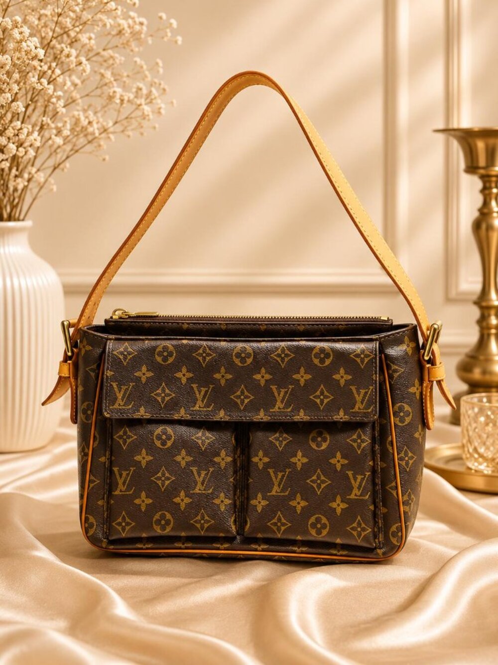 Authentic Louis Vuitton Viva Cite GM Monogram Canvas Shoulder Bag